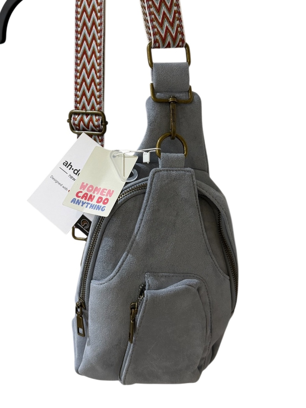 Sling Crossbody Bag in Blue/ Gray by Ahdorned. NWT